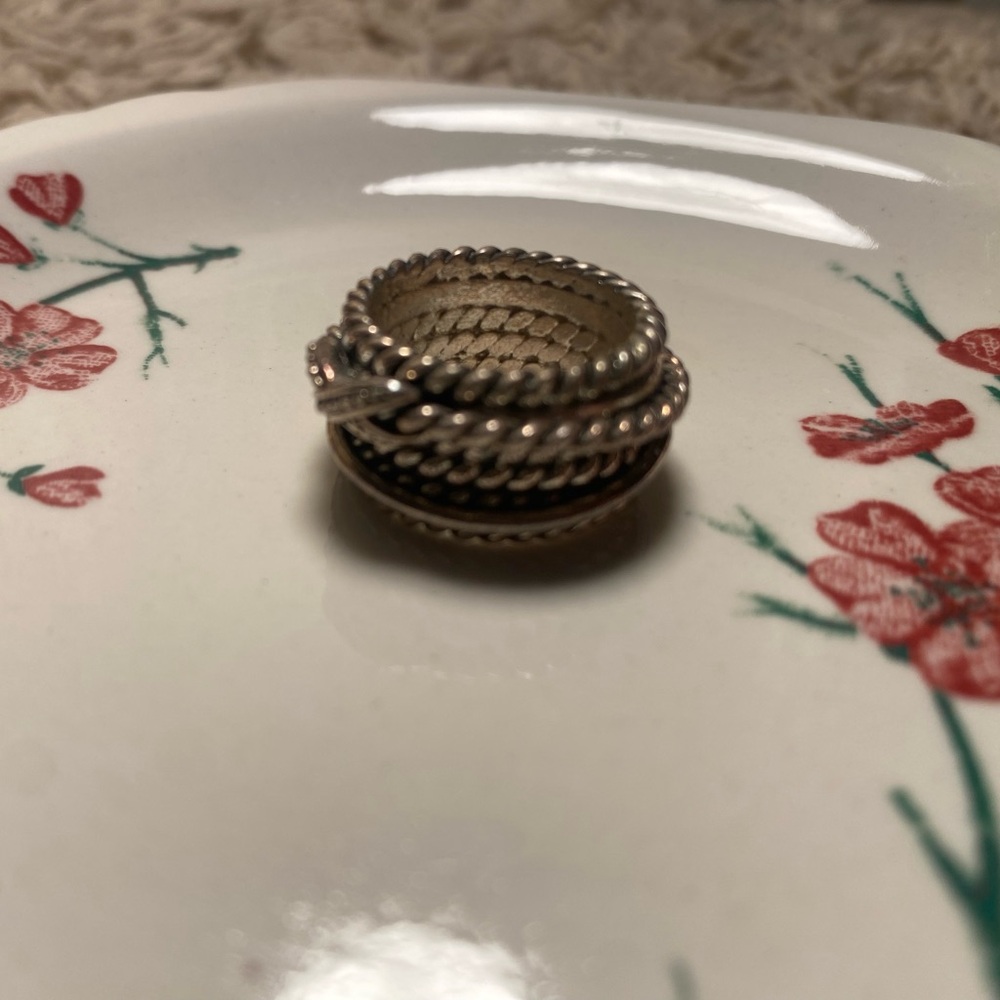 Vintage Palladium Twisted Band Silver Ring (Size 4) PD Stamped